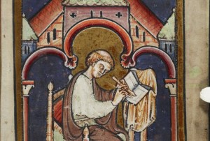 Medieval painting of Bede