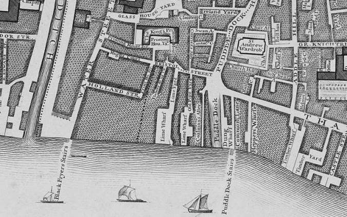 Puddle Dock map 17th century